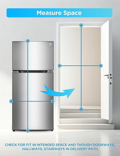 Commercial Cool 20 Cu. Ft. Top Mount Refrigerator with Freezer, 2-Door Refrigerator with Top Freezer and Adjustable Temperature Control, Ice Maker Ready, Energy Star Certified, Stainless Look | 2-Door Refrigerator with Top Freezer, Adjustable Temperatu...