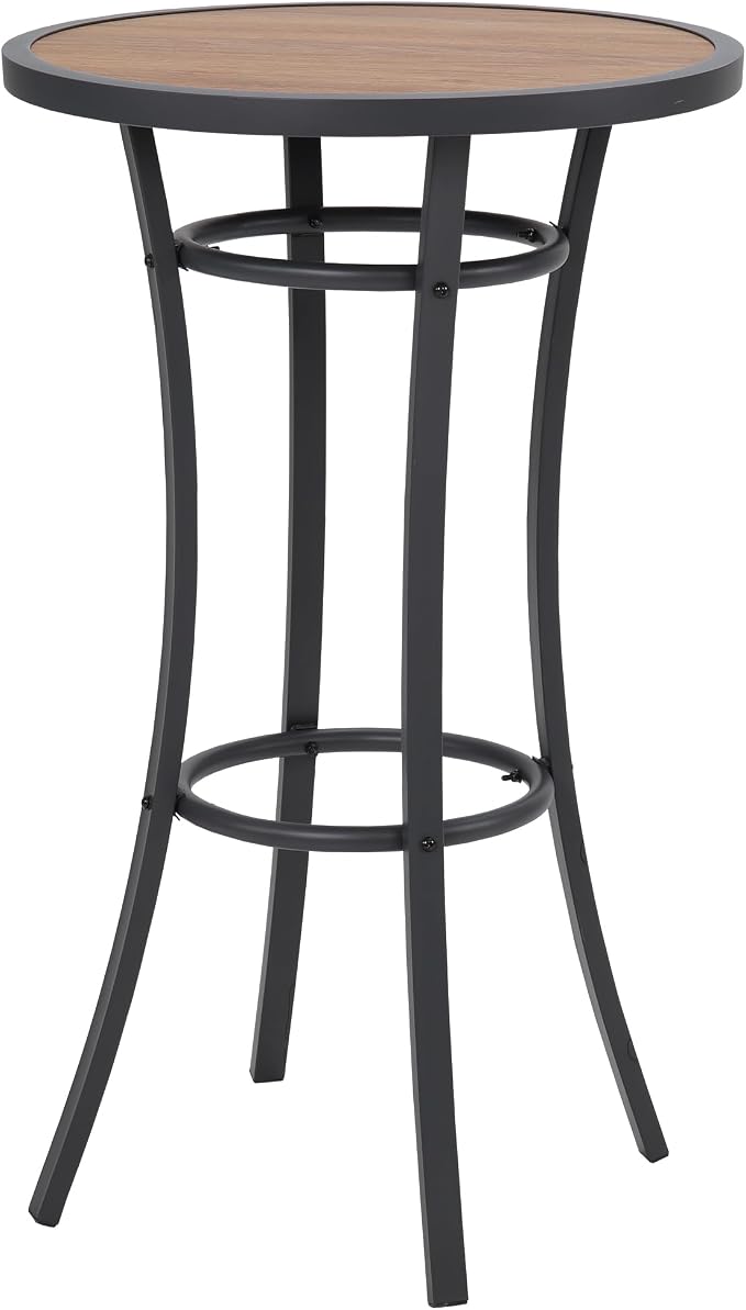 Bar Height Patio Table, 40-Inch Tall Patio Table Outdoor Bar Table Bistro Table with Wooden-Like Table Top & Metal Frame, Spring, 2026
