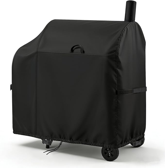 TheElves Grill Cover for Royal Gourmet CC1830FC 28" Barrel Charcoal Grill, Outdoor Grill Covers Waterproof Heavy Duty for Barrel Charcoal Grill Offset Smoker with Smoke Stack - 46" W x 28" D x 48" H