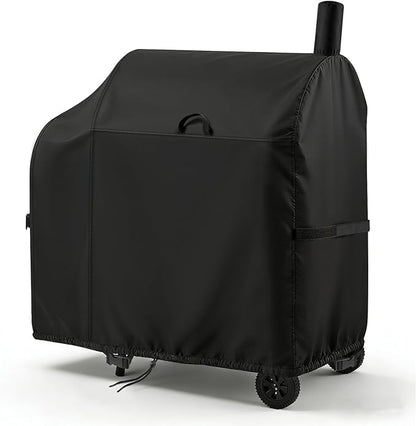 TheElves Grill Cover for Royal Gourmet CC1830FC 28" Barrel Charcoal Grill, Outdoor Grill Covers Waterproof Heavy Duty for Barrel Charcoal Grill Offset Smoker with Smoke Stack - 46" W x 28" D x 48" H
