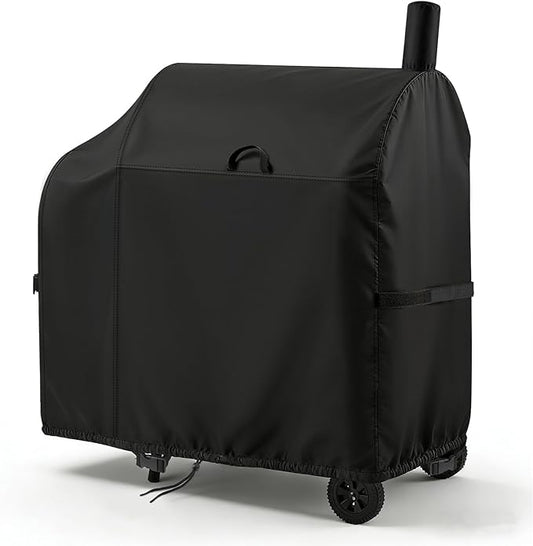TheElves Grill Cover for Royal Gourmet CC1830FC 28" Barrel Charcoal Grill, Outdoor Grill Covers Waterproof Heavy Duty for Barrel Charcoal Grill Offset Smoker with Smoke Stack - 46" W x 28" D x 48" H