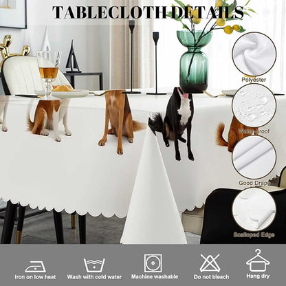 Swono Dogs Table Cover Cute Animal Medium Size Family Breed Dogs 50x72 Inch Table Cloth for Rectangle Tables Buffet Parties Coffee BBQ and Dinning Tablecloth