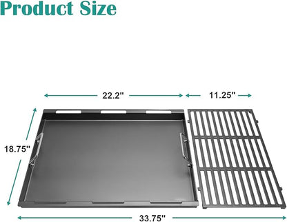 Cooking Griddle Inserts and Grate for Weber Genesis II 400 Series, Flat Top Grill Griddle for Weber Genesis II E-410 S-410 E-435 S-435 E/S-440 and More, Replace for 6789 Full-Size Griddle 66097