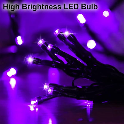 Solar Halloween String Lights, Purple 200Led, Outdoor Waterproof | 2 Pack Total 400Led 144Ft 8 Mode Timer, IP44 Outside Fairy Lights for Tree, Garden, Patio, Lawn, Yard Decorations