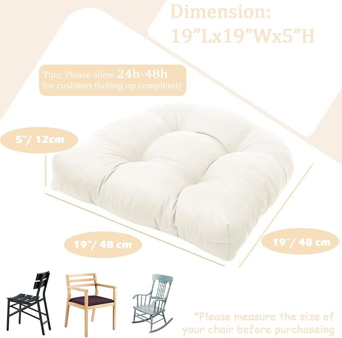 MTMR Outdoor Chair Cushions Set of 2, Patio Furniture Seat Pads, Waterproof | 2Pcs , waterproof cover, PP cotton, u-shaped, no-fading, thick patio seat pads for outdoor wicker furniture in yard, 19x19x4