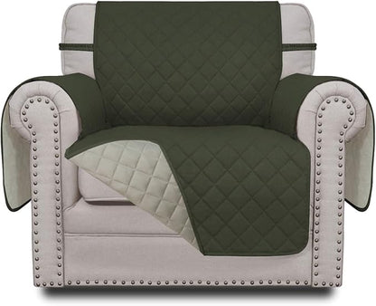Easy-Going Reversible Couch Cover, Small Chair, Army Green/Beige | Machine Washable Slipcover For Dogs, Water Resistant Furniture Mat For Living Room, Non-Slip Sofa Cover, Pet Friendly