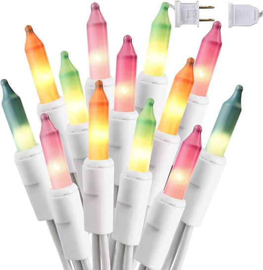BrizLabs Pastel Easter Lights, 34.8ft 150 Count Multicolor Pastel Lights | Incandescent; Connectable; UL Certified Easter Lights String, Mini Pastel Christmas Lights White Wire for Indoor Outdoor Tree