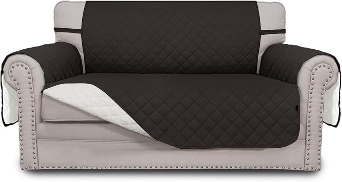 Easy-Going Reversible Couch Cover, 2 Cushion Sofa, Chocolate/Ivory | Loveseat, Slipcover For Dogs, Water Resistant Furniture Mat, Living Room, Non-Slip Sofa Cover, Pet Friendly