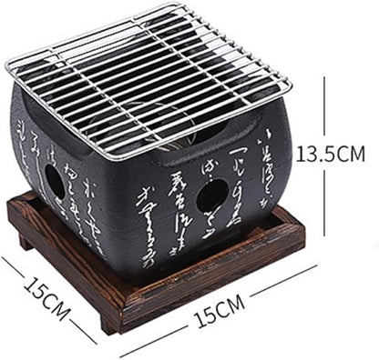 BBQ Barbeque Barbecue Grill,Portable Household Charcoal Barbecue Stove,Split Type Easy to Clean,Indoor and Outdoor，2 Size (Size : 15cm15cm)