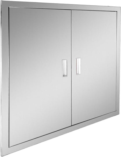Outdoor Kitchen Door 31" W x 31" H Stainless Steel BBQ Double Access Door Flush Mount Vertical Wall Doors with Handle Suitable for Grilling Station Outside Cabinet Outdoor Kitchen