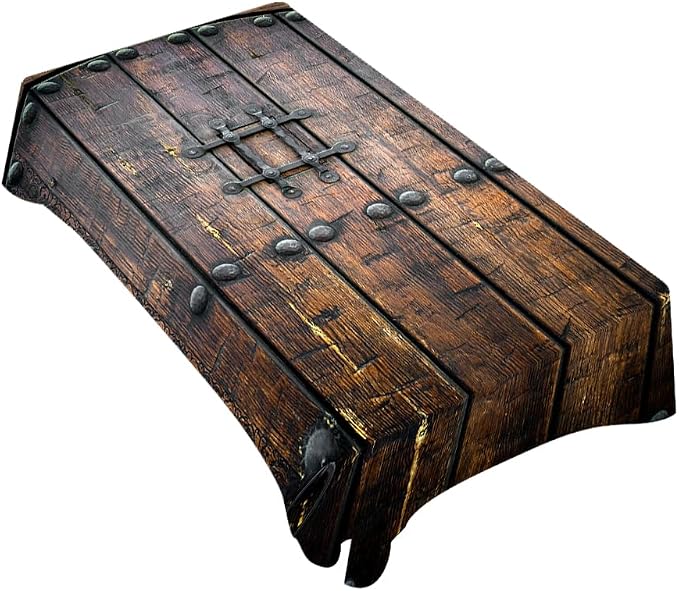 TKS MITLAN Ancient Wooden Door Tablecloth Decor Medieval Background Metal Closed Architectural Table Cloth Dining Room Kitchen Table Cover 60" X 84" Oblong/Rectangle