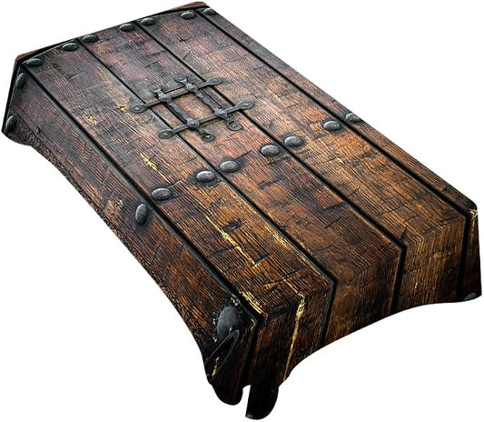 TKS MITLAN Ancient Wooden Door Tablecloth Decor Medieval Background Metal Closed Architectural Table Cloth Dining Room Kitchen Table Cover 60" X 84" Oblong/Rectangle