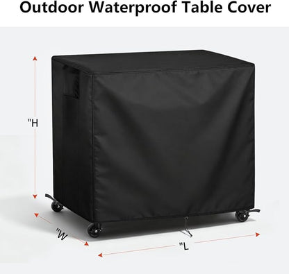 TheElves Patio Table Cover Custom Cover, Custom Size, Round or Rectangular | Waterproof Dustproof Weather Protection Outdoor Table Cover for Prep Table, Side Table, Grill Cart, Bar Cabinet, Dining Table