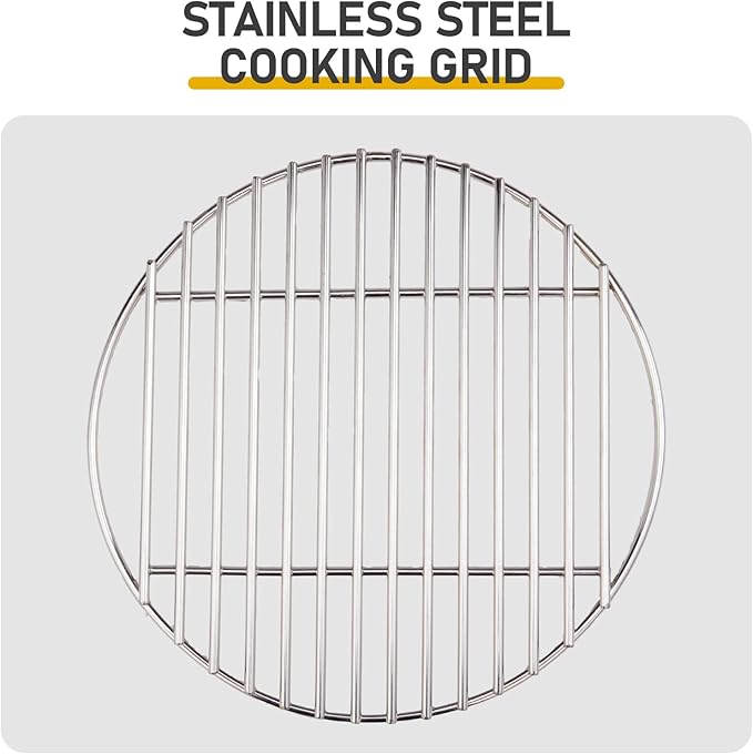 13" Portable Ceramic Charcoal Grill,Charcoal Grill and Smoker with Cast Iron Grates and Locking Lid,Grill Stand,Heat Deflectors and Ash Tool,Barbecue Grill for Outdoor Cooking and Camping (Red)