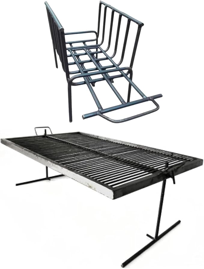 Sor Pampa Grill - Iron Argentina Grill - BBQ Parrilla Asado. Floating Iron Grill with Adjustable Legs (24 x 16 inches)