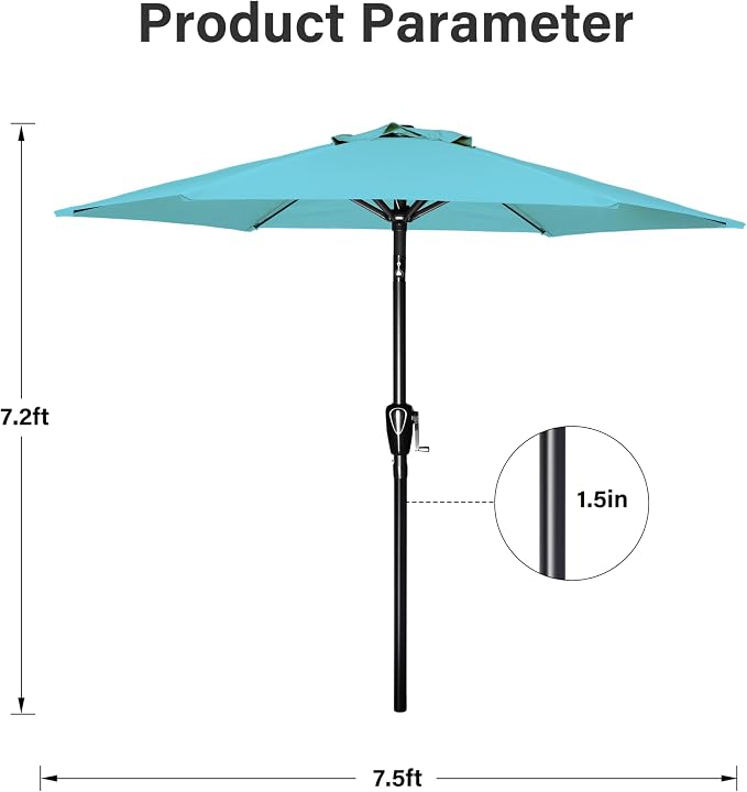 Simple Deluxe 9' Patio Umbrella Outdoor Table Market Yard Umbrella with Push Button Tilt/Crank