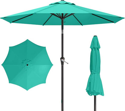 10FT Patio Umbrella, Outdoor Umbrella with Push Button Tilt and Crank, 8 Sturdy Ribs, UV Protection & Waterproof Market Umbrella for Pool, Backyard, Beach,Deck