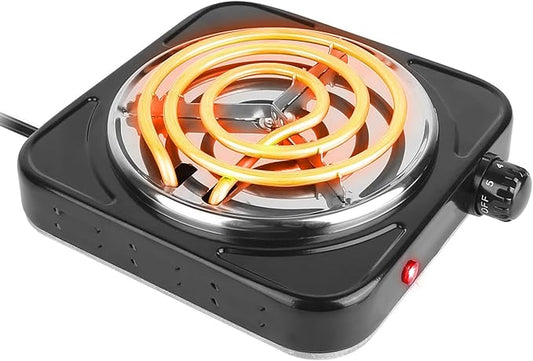 1000W Electric Single Burner, Electric Hot Plate for Cooking Portable Cooking Stove, Countertop Burner Cooktop for Kitchen, Dorm, Temperature Control, Easy to Clean, Black