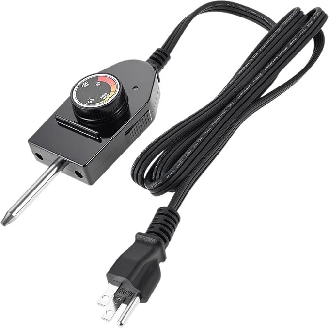 Replacement Power Cord with Adjustable Thermostat Control – 125V 15A, 50°F–450°F Temp Range, Compatible with Electric Smokers, Griddles & Fryers Heating Elements (NOT Universal)