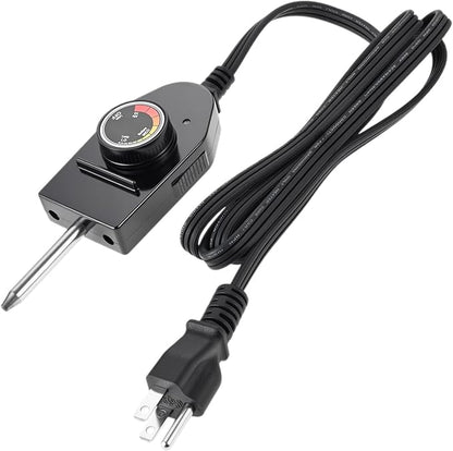 Replacement Power Cord with Adjustable Thermostat Control – 125V 15A, 50°F–450°F Temp Range, Compatible with Electric Smokers, Griddles & Fryers Heating Elements (NOT Universal)