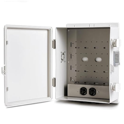 Namunanee Outdoor Electrical Junction Box, ABS Water Resistant Enclosure with Internal Mounting Panel & Hinged Cover (13" H* 9.2" L* 4.6" W & Outlet)
