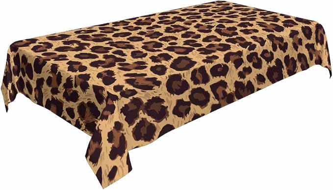 TKS MITLAN Leopard Textures Brown Tablecloth 60x84 Inch Rectangular Animal Skin Fur Spots Circle Lifelike Fashion Design Oblong Table Cloth Kitchen Table Decorations for Home Dinner Party