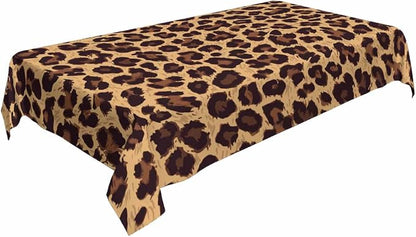 TKS MITLAN Leopard Textures Brown Tablecloth 60x84 Inch Rectangular Animal Skin Fur Spots Circle Lifelike Fashion Design Oblong Table Cloth Kitchen Table Decorations for Home Dinner Party