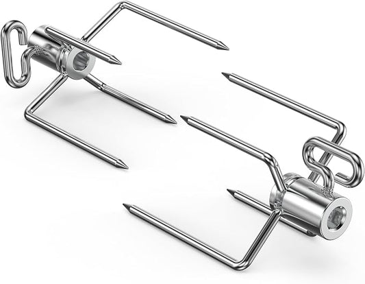 onlyfire 6008 Rotisserie Meat Forks(1-Pair) for Weber and Other Model Grills - Only Fits 5/16" Square Spit Rods (Pack of 2)