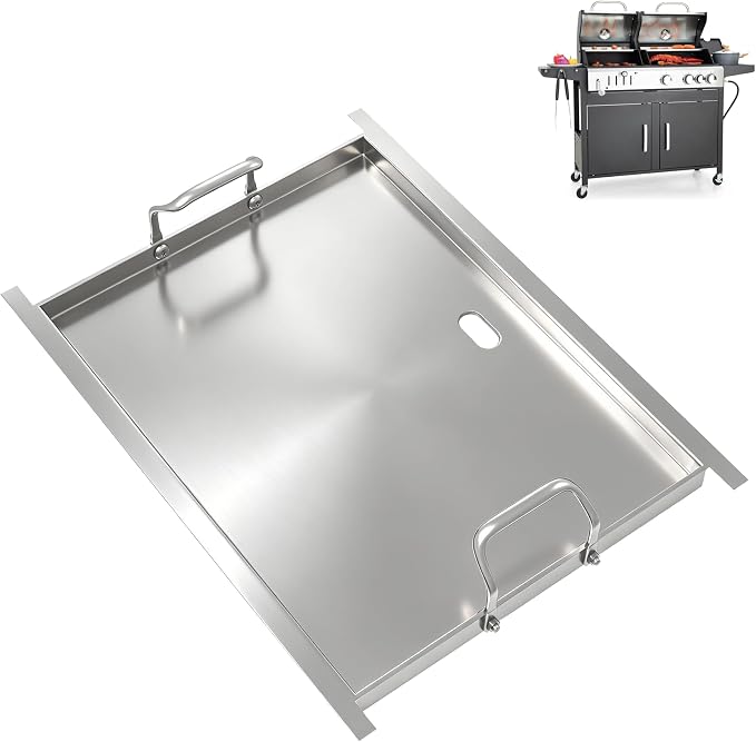 Half-Size Stainless Steel Flat Top Griddle Insert for Captiva Designs GR019 | 19.6" L x 14.4" W for 4-Burner Propane Gas Grill, Universal Griddle Plate, Non-Stick Grill Accessory for Backyard BBQ