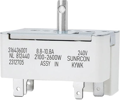 316436001 316021501 Range Infinite Switch for The Large Surface Burner Control Switch, Compatible with Frigidaire, Kenmore Stove, Replaces Parts: 5304506425 1155395, AP3885460, PS1145040, EAP1145040