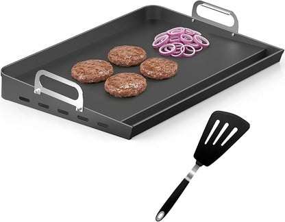 EUTRKei 23"x16" Nonstick Griddle for Gas Grill, Cast Iron Griddle for Stove | Plancha Para Cocinar with Grease Groove, Reinforced Flat Top & Effortless Cleanup, for Parties, Camping &Tailgating