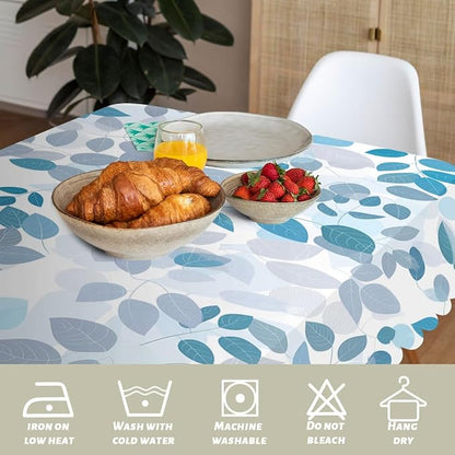 Grey Teal Leaf Decorative Rectangle Tablecloth Summer Watercolor Leaves Rectangle Kitchen Table Cover Oblong Tablecloth for Dining Table Buffet Parties Patio Camping 52" x 70" 4-6 Seats