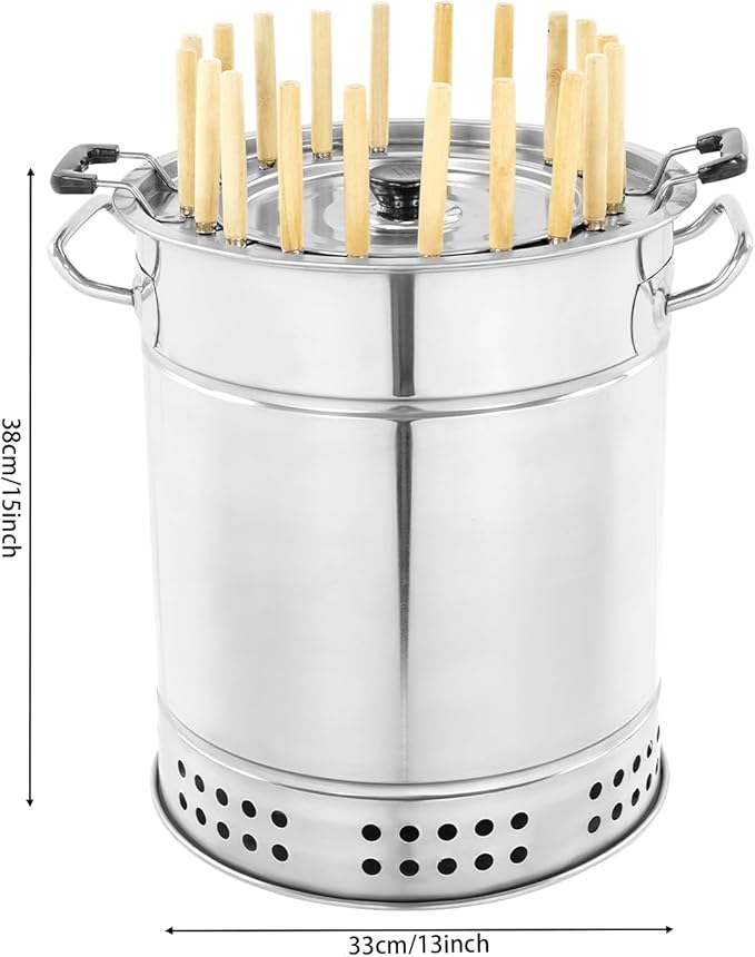 Surround Charcoal Grill, 2-In-1 Stainless Steel Smokeless Barbecue Hanging Grill with 20 Skewers, for Camping, Picnics, Parties, Beaches (Within 6 People)