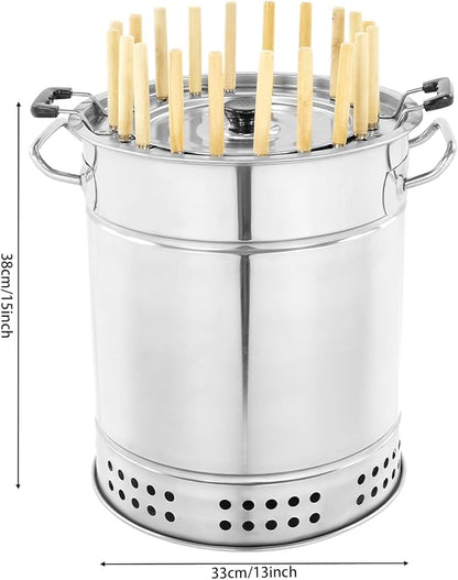Surround Charcoal Grill, 2-In-1 Stainless Steel Smokeless Barbecue Hanging Grill with 20 Skewers, for Camping, Picnics, Parties, Beaches (Within 6 People)