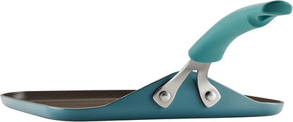 Rachael Ray Cook + Create Nonstick Stovetop Griddle/Grill Pan, Square, 11 Inch, Agave Blue
