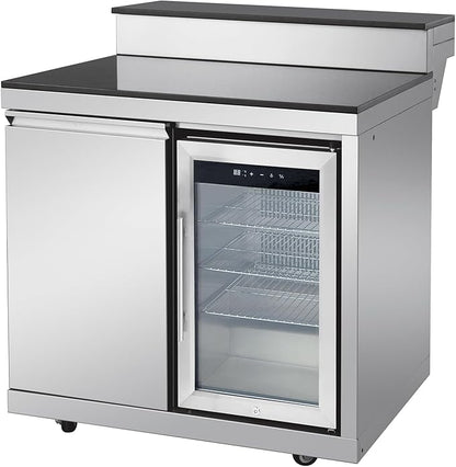 96" Modular Outdoor Kitchen Island with Side Burner, 6-Burner 95,500 BTU Propane BBQ Island, Refrigerator, Bar Counter, Integrated Sink & 3-Tier Corner Cabinet, Silver