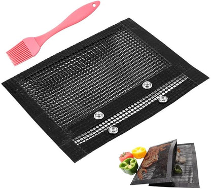 AOOCAN Grill mesh mat - Set of 5 Non Stick BBQ Grill mats, Heavy Duty, Reusable Grilling mats, Easy to Clean - Works on Gas, Charcoal, Pellet Grill - 15.75 x 13 in, Black