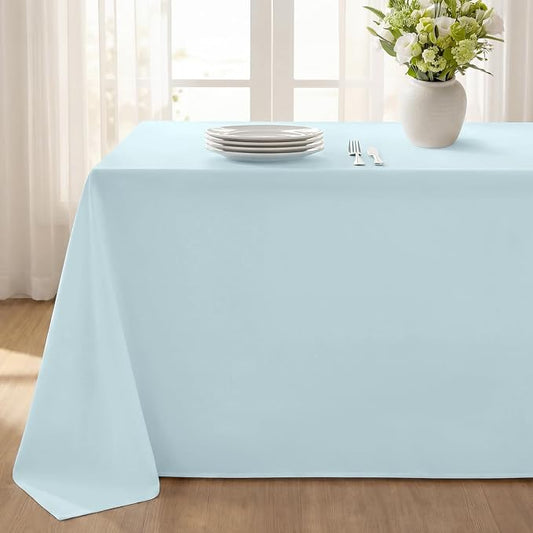 Softalker Rectangle Tablecloth, Waterproof Table Cloths Wrinkle Free Fabric Washable Polyester Table Cover for Dining Tables Party Outdoor Camping Parties Buffet Wedding - 90 x 156 inch, Baby Blue