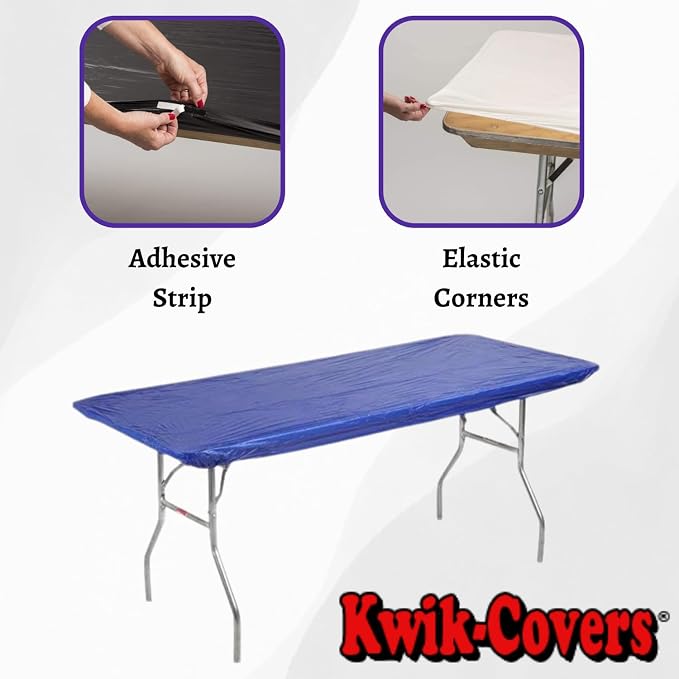6' Rectangle Plastic Table Covers 30" x 72", Bundle of 5 (Royal Blue)