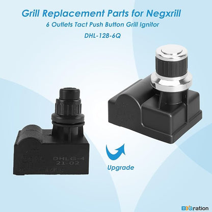 DHL-128-6Q Grill Igniters for Nexgrill Replacement Parts, 6 Outlet Tact Push Button Grill Igniter for Nexgrill 5 Burner Parts 720-0888 720-1046 720-0888S for Nexgrill Igniter Replacement