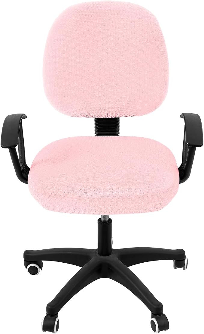 Smiry Office Computer Chair Covers for Desk Rotating Chair Protector | Stretch Jacquard Removable Washable Universal Slipcovers, Seat + Backrest Cover, Blush Pink