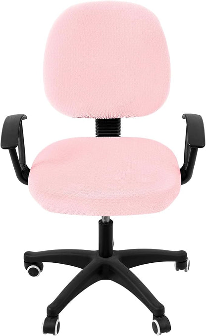Smiry Office Computer Chair Covers for Desk Rotating Chair Protector | Stretch Jacquard Removable Washable Universal Slipcovers, Seat + Backrest Cover, Blush Pink
