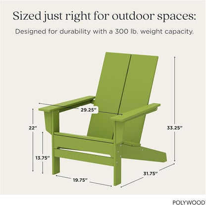 Polywood Contemporary Modern Oversized Adirondack Chair in Lime