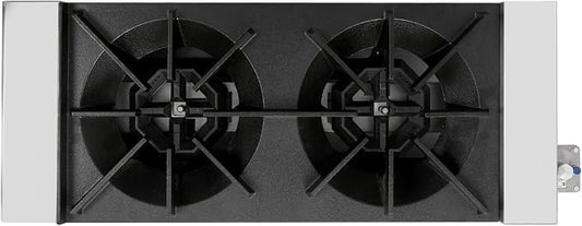 Gas Countertop Hot Plate for Kitchen Dining,NG LP Convertible Burner Stove with Independent Manual Controls,Standing Pilot Ignition,Cast Iron Grates,Stainless Steel Body,Catering Use (Silver,2 Burner)