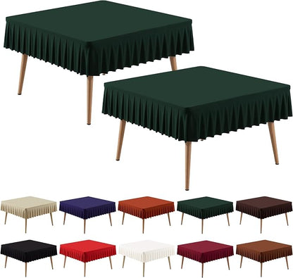 Hunter Green Spandex Square Tablecloths 48x48 Inch, 2 Pack Wrinkle Free Fitted Card Table Cloth Stretch Square Table Cover for Kitchen Dinner, Holiday Party, Wedding Banquet, Display Trade Show