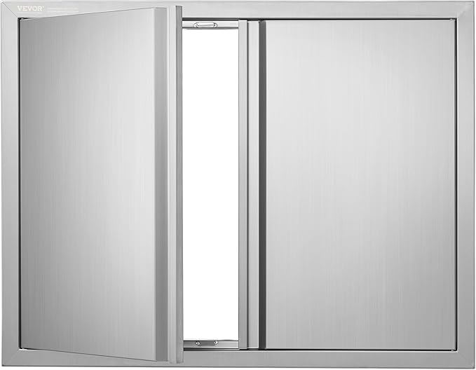 VEVOR BBQ Access Door - 31" W x 24" H Stainless Steel Flush Mount Vertical Door with Recessed Handles,for BBQ Island, Grilling Station, Outside Cabinet