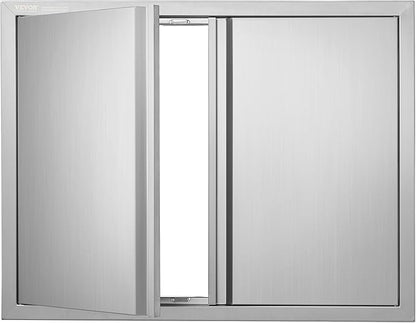 VEVOR BBQ Access Door - 31" W x 24" H Stainless Steel Flush Mount Vertical Door with Recessed Handles,for BBQ Island, Grilling Station, Outside Cabinet