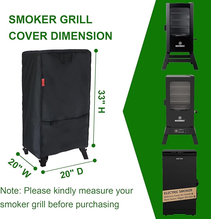 Electric Smoker Cover for Masterbuilt,EAST OAK,Cuisinart 30" Smoker,Waterproof Vertical Smoker Cover Fit Camp Chef 18" SMV24S,Char-Broil 18202077;Royal Gourmet SE2805 28" Smoker (20"W x 20"D x 33"H)