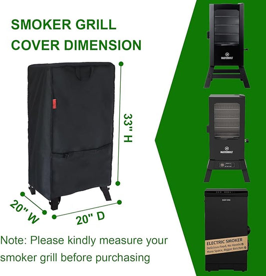 Electric Smoker Cover for Masterbuilt,EAST OAK,Cuisinart 30" Smoker,Waterproof Vertical Smoker Cover Fit Camp Chef 18" SMV24S,Char-Broil 18202077;Royal Gourmet SE2805 28" Smoker (20"W x 20"D x 33"H)