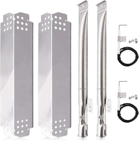 Hiorucet Grill Replacement Parts for Nexgrill 2 Burner 720-0864, 720-0864M Grill Models, Stainless Steel Grill Heat Plates, Burners and Igniters Replacement for Nexgrill 720-0864R, 720-0830H.